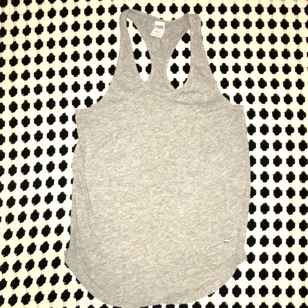 Victoria Secret PINK Soft Gray Racerback Tank sz S